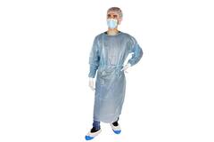 Medi-Inn isolatieschort pp non woven pe-coating tricot manchet 139x139cm blauw 10st/pak
